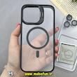 قاب گوشی iPhone 14 Pro Max آیفون اورجینال SHOCK متال کیس Metal اورجینال CASE PRO طرح پشت طلق شفاف دور سیلیکونی استندشو فلزی مگ سیف دار Magsafe محافظ لنزدار رینگی مشکی کد 93159