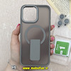 قاب گوشی iPhone 15 Pro Max آیفون اورجینال برلیا Berlia ضد ضربه مات هولدر دار مگ سیف دار محافظ لنزدار رینگی خاکستری کد 93173