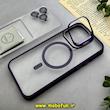 قاب گوشی iPhone 15 Pro Max آیفون اورجینال SHOCK متال کیس Metal اورجینال CASE PRO طرح پشت طلق شفاف دور سیلیکونی استندشو فلزی مگ سیف دار Magsafe محافظ لنزدار رینگی بنفش کد 93174