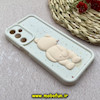 قاب گوشی Galaxy A25 سامسونگ سیلیکونی Solid عروسکی برجسته محافظ لنزدار طرح خرس تدی کرم کد 93189