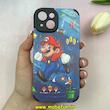 قاب گوشی iPhone 15 آیفون کبریتی چرمی محافظ لنزدار کپسولی طرح سوپر ماریو قارچ خور کد 100555