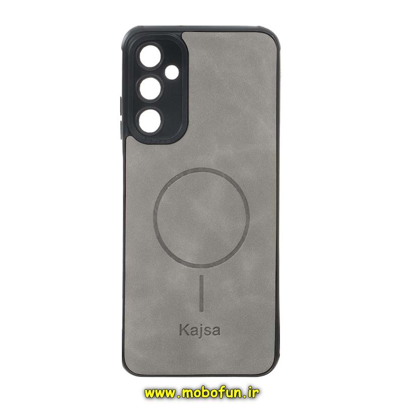 قاب گوشی Galaxy A05S سامسونگ ژله ای چرمی جیر کجسا KAJSA طرح مگ سیف Magsafe محافظ لنزدار طوسی کد 93297