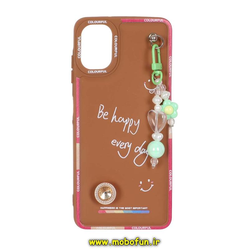 قاب گوشی Galaxy A06 سامسونگ سیلیکونی ژله ای پافر New DISIGN آویزدار عسلی کد 93326