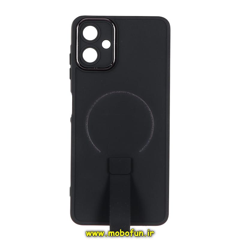 قاب گوشی Galaxy A06 سامسونگ متال کیس سیلیکونی ژله ای LUXUARY بند انگشتی طرح مگ سیف محافظ لنز دار مشکی کد 93328