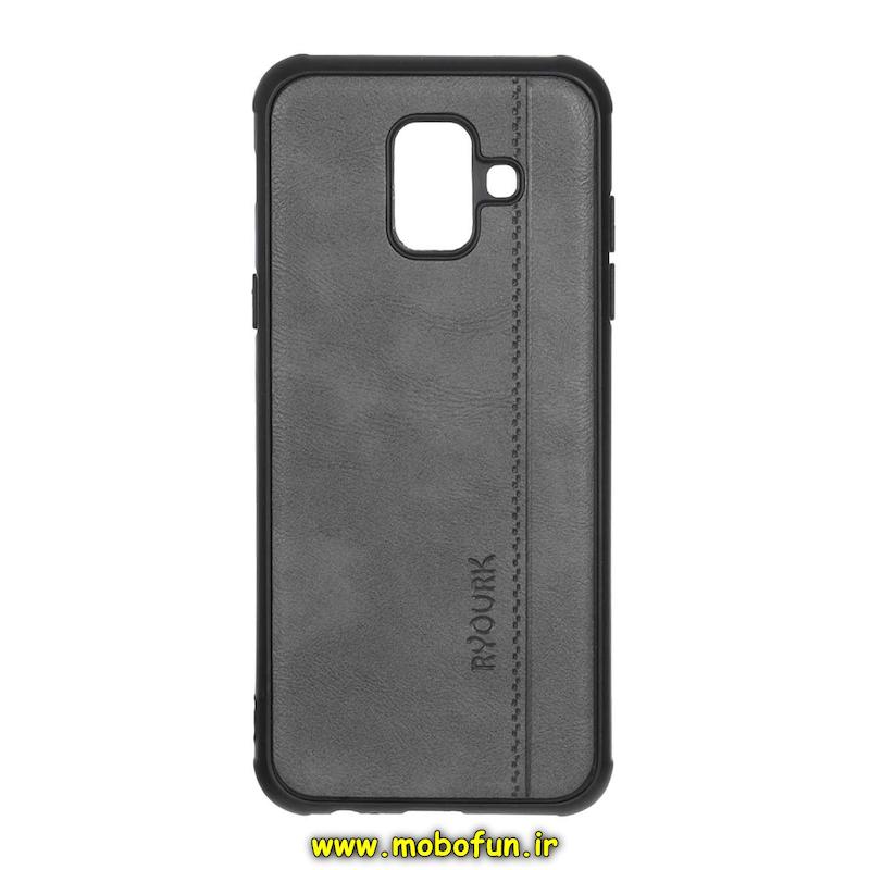 قاب گوشی Galaxy A6 2018 سامسونگ طرح ژله ای چرمی ساده Ryourk محافظ لنزدار خاکستری کد 93347