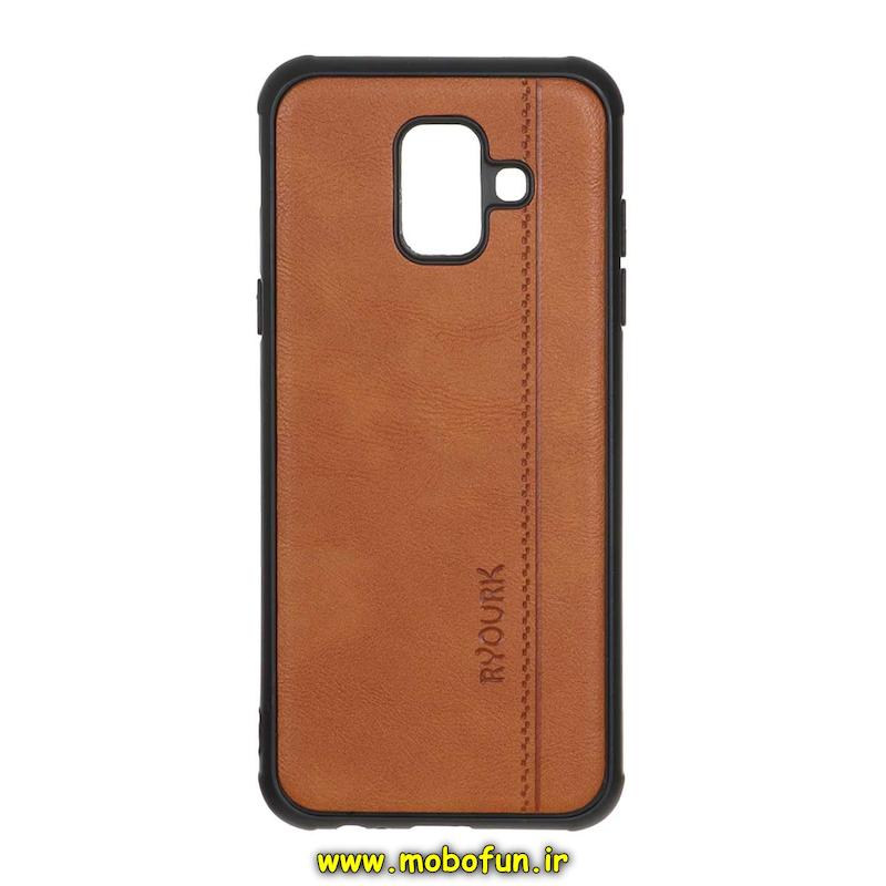 قاب گوشی Galaxy A6 2018 سامسونگ طرح ژله ای چرمی ساده Ryourk محافظ لنزدار عسلی کد 93350