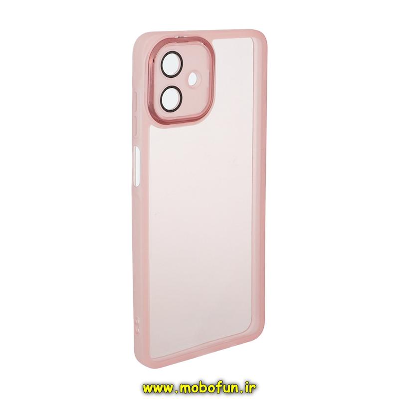 قاب گوشی Galaxy A07 سامسونگ اورجینال متال کیس Metal طرح ژله ای شفاف محافظ لنز دار صورتی کد 93376