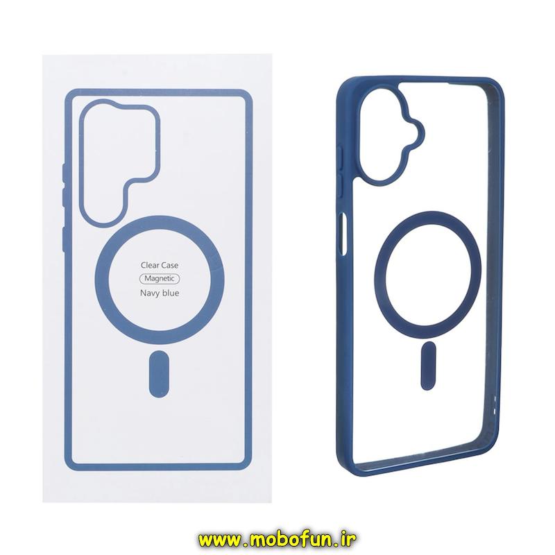 قاب گوشی Galaxy A07 سامسونگ اورجینال Clear Case مگ سیف Space Mag safe طرح طلقی شیشه ای شفاف سرمه ای کد 93387