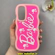 قاب گوشی Galaxy A35 سامسونگ سیلیکونی سولید SOLID منحنی سه بعدی برجسته عروسکی محافظ لنز دار طرح Barbie صورتی کد 100749