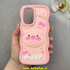 قاب گوشی Galaxy A53 سامسونگ سیلیکونی سولید SOLID منحنی سه بعدی برجسته عروسکی محافظ لنز دار طرح Piggy صورتی کد 100761