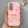 قاب گوشی Galaxy A55 سامسونگ سیلیکونی سولید SOLID منحنی سه بعدی برجسته عروسکی محافظ لنز دار طرح Piggy صورتی کد 100762