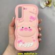 قاب گوشی Galaxy S21 FE سامسونگ سیلیکونی سولید SOLID منحنی سه بعدی برجسته عروسکی محافظ لنز دار طرح Piggy صورتی کد 100770