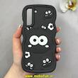 قاب گوشی Galaxy S21 FE سامسونگ سیلیکونی سولید SOLID منحنی سه بعدی برجسته عروسکی محافظ لنز دار طرح هپل مشکی کد 100773