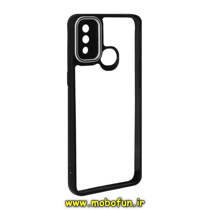 قاب گوشی Galaxy A10S سامسونگ پشت طلق شفاف دور سیلیکونی دور رنگی محافظ لنز برجسته مشکی کد 93465