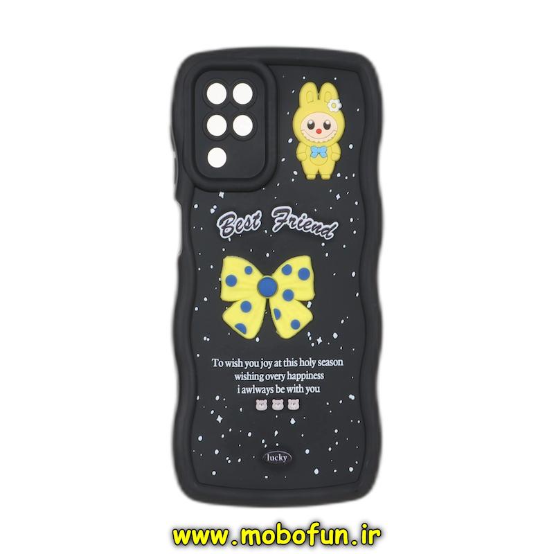 قاب گوشی Galaxy A12 / M12 سامسونگ سیلیکونی سولید SOLID منحنی سه بعدی برجسته عروسکی محافظ لنز دار طرح پاپیون مشکی کد 93477