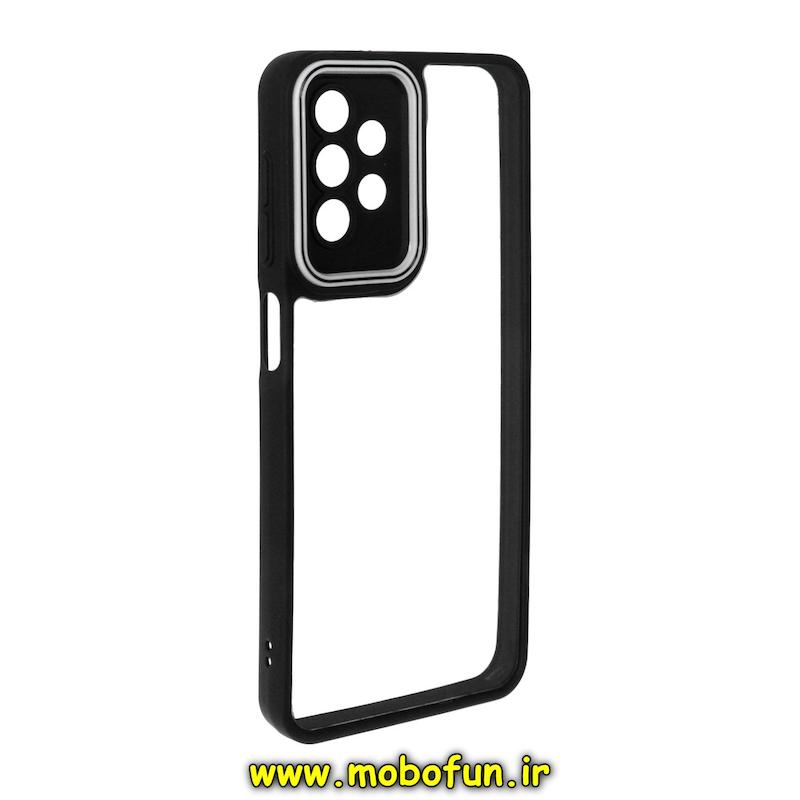قاب گوشی Galaxy A13 4G سامسونگ پشت طلق شفاف دور سیلیکونی دور رنگی محافظ لنز برجسته مشکی کد 93494