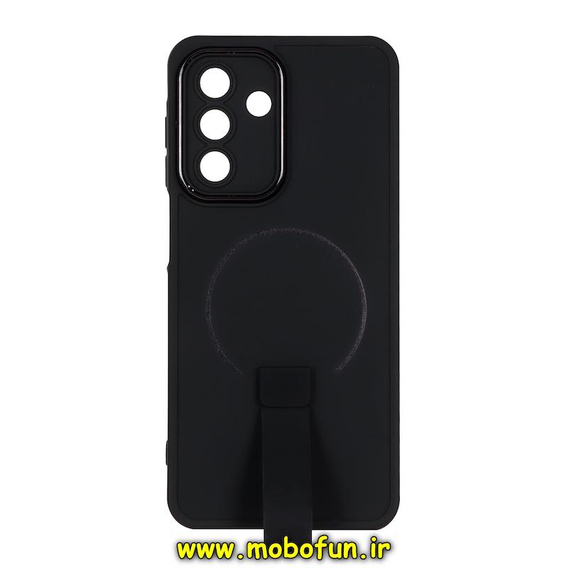 قاب گوشی Galaxy A15 سامسونگ متال کیس سیلیکونی ژله ای LUXUARY بند انگشتی طرح مگ سیف محافظ لنز دار مشکی کد 93495