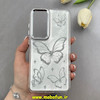 قاب گوشی Galaxy S24 FE سامسونگ لاکچری اورجینال فانتزی رزینی طرح پروانه لنز کرومی کد 1-15-100670