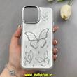 قاب گوشی iPhone 13 Pro Max آیفون لاکچری اورجینال فانتزی رزینی طرح پروانه لنز کرومی کد 1-15-100682
