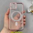 قاب گوشی iPhone 13 آیفون الکتروپلیتینگ ژله ای شفاف اورجینال طرح مگ سیف نگین دار شاین محافظ لنز دار رزگلد کد 1-15-100430