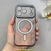 قاب گوشی iPhone 17 Pro آیفون الکتروپلیتینگ ژله ای شفاف اورجینال طرح مگ سیف نگین دار شاین محافظ لنز دار مشکی کد 1-15-100438