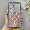 قاب گوشی Galaxy S23 Ultra سامسونگ الکتروپلیتینگ ژله ای شفاف اورجینال طرح مگ سیف نگین دار شاین محافظ لنز دار مشکی کد 1-15-100448