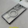 قاب گوشی Galaxy S23 Ultra سامسونگ الکتروپلیتینگ ژله ای شفاف اورجینال طرح مگ سیف نگین دار شاین محافظ لنز دار مشکی کد 1-15-100448