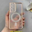 قاب گوشی Galaxy S24 FE سامسونگ الکتروپلیتینگ ژله ای شفاف اورجینال طرح مگ سیف نگین دار شاین محافظ لنز دار طلایی کد 1-15-100450