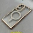 قاب گوشی Galaxy S24 FE سامسونگ الکتروپلیتینگ ژله ای شفاف اورجینال طرح مگ سیف نگین دار شاین محافظ لنز دار طلایی کد 1-15-100450