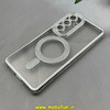 قاب گوشی Galaxy S24 FE سامسونگ الکتروپلیتینگ ژله ای شفاف اورجینال طرح مگ سیف نگین دار شاین محافظ لنز دار نقره ای کد 1-15-100452