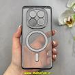 قاب گوشی Redmi Note 14 Pro 4G شیائومی الکتروپلیتینگ ژله ای شفاف اورجینال طرح مگ سیف نگین دار شاین محافظ لنز دار مشکی کد 1-15-100455