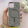 قاب گوشی iPhone 12 / 12 Pro آیفون اورجینال نگین برجسته سواروسکی مگ سیف دار نقره ای کد 1-15-101350