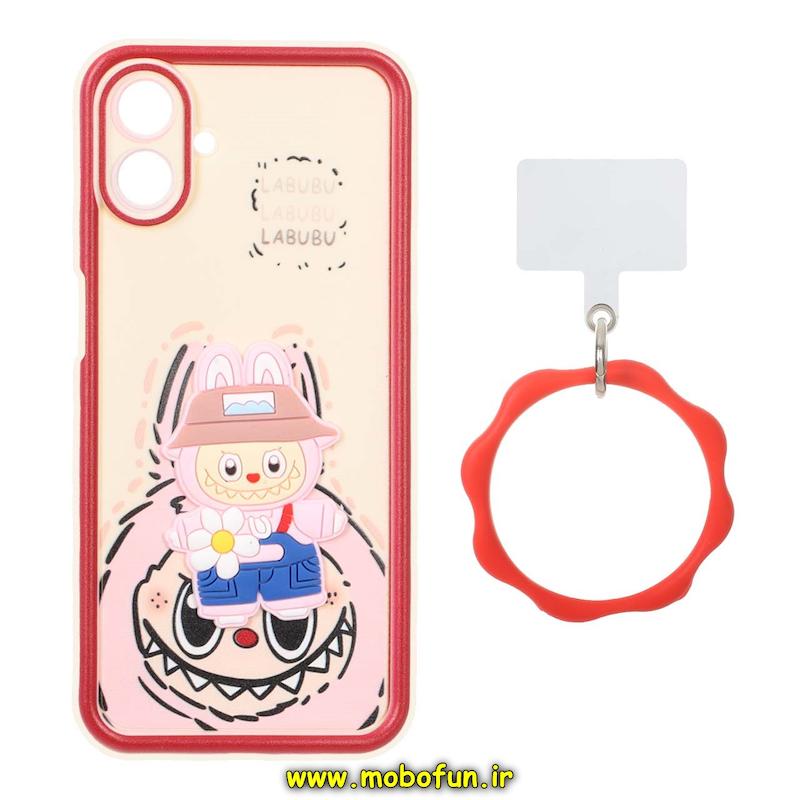 قاب گوشی Galaxy A07 سامسونگ سیلیکونی Solid عروسکی خمیری برجسته آویزدار النگویی محافظ لنزدار طرح لبوبو کیوت کد 1-15-102244