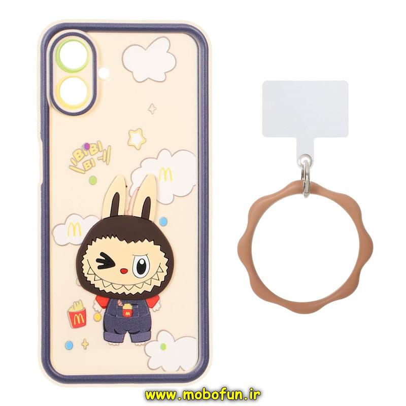 قاب گوشی Galaxy A07 سامسونگ سیلیکونی Solid عروسکی خمیری برجسته آویزدار النگویی محافظ لنزدار طرح لبوبو کیوت کد 1-15-102248