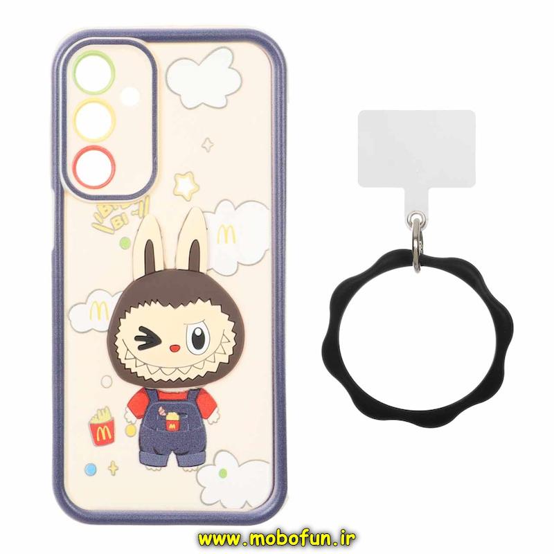 قاب گوشی Galaxy A16 سامسونگ سیلیکونی Solid عروسکی خمیری برجسته آویزدار النگویی محافظ لنزدار طرح لبوبو کیوت کد 1-15-102253