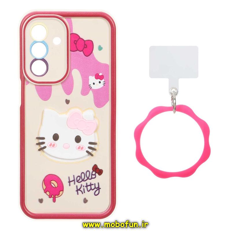 قاب گوشی Galaxy A17 / A26 سامسونگ سیلیکونی Solid عروسکی خمیری برجسته آویزدار النگویی محافظ لنزدار طرح کیتی کیوت کد 1-15-102263