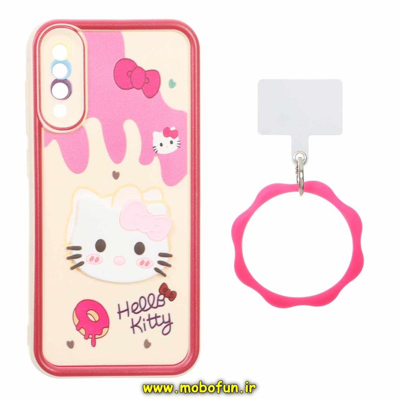 قاب گوشی Galaxy A70 / Galaxy A70S سامسونگ سیلیکونی Solid عروسکی خمیری برجسته آویزدار النگویی محافظ لنزدار طرح کیتی کیوت کد 1-15-102280