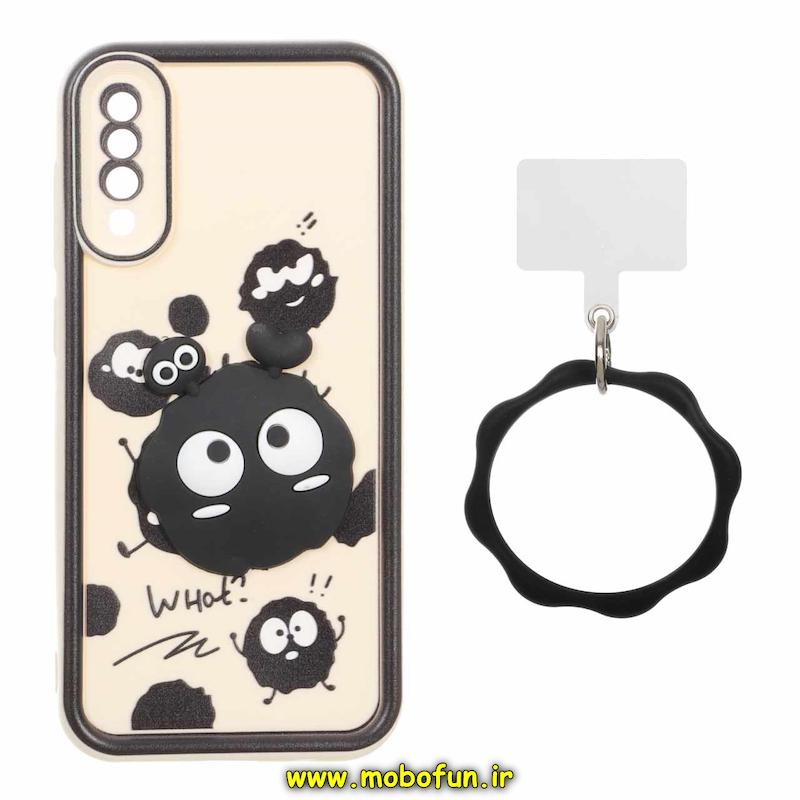 قاب گوشی Galaxy A70 / Galaxy A70S سامسونگ سیلیکونی Solid عروسکی خمیری برجسته آویزدار النگویی محافظ لنزدار طرح میکروب کیوت کد 1-15-102282