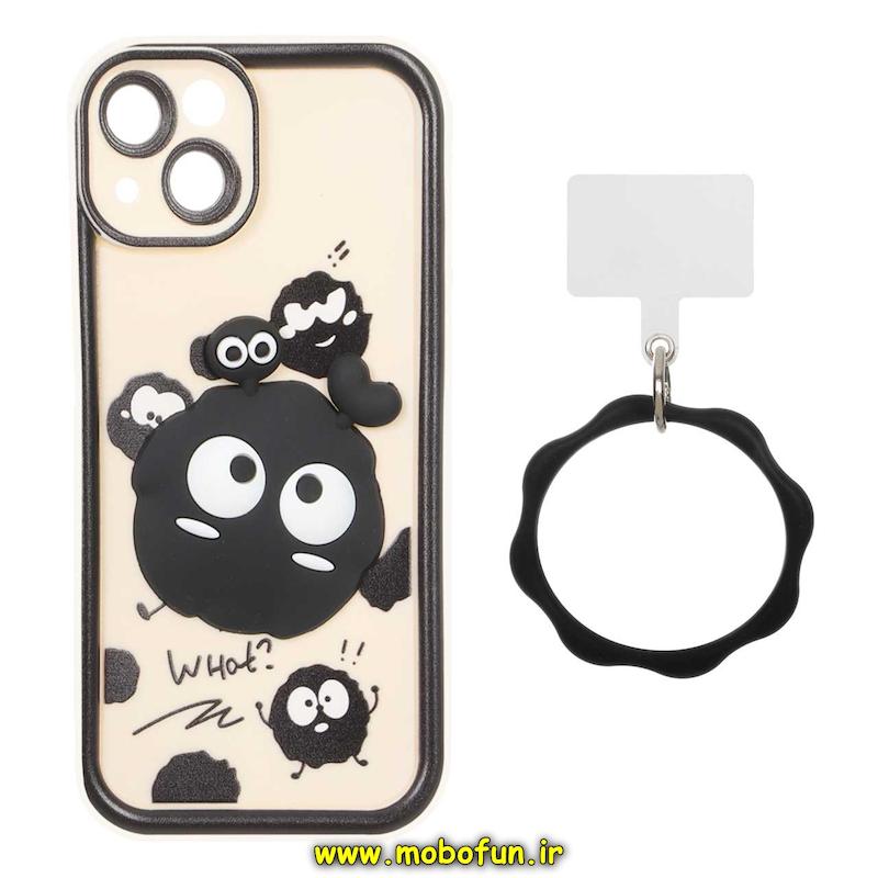قاب گوشی iPhone 13 آیفون سیلیکونی Solid عروسکی خمیری برجسته آویزدار النگویی محافظ لنزدار طرح میکروب کیوت کد 1-15-102283