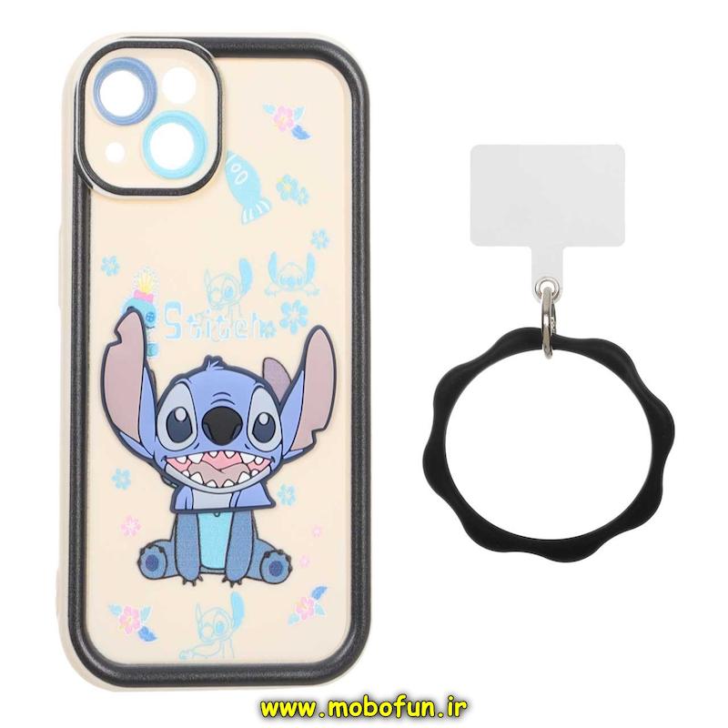 قاب گوشی iPhone 13 آیفون سیلیکونی Solid عروسکی خمیری برجسته آویزدار النگویی محافظ لنزدار طرح استیچ کیوت کد 1-15-102284