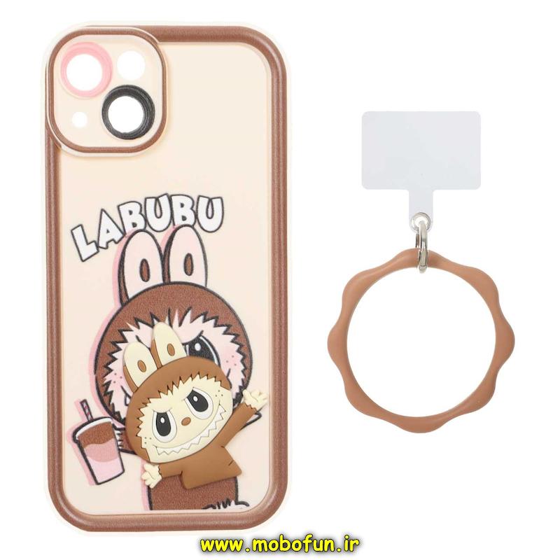 قاب گوشی iPhone 13 آیفون سیلیکونی Solid عروسکی خمیری برجسته آویزدار النگویی محافظ لنزدار طرح لبوبو کیوت کد 1-15-102285