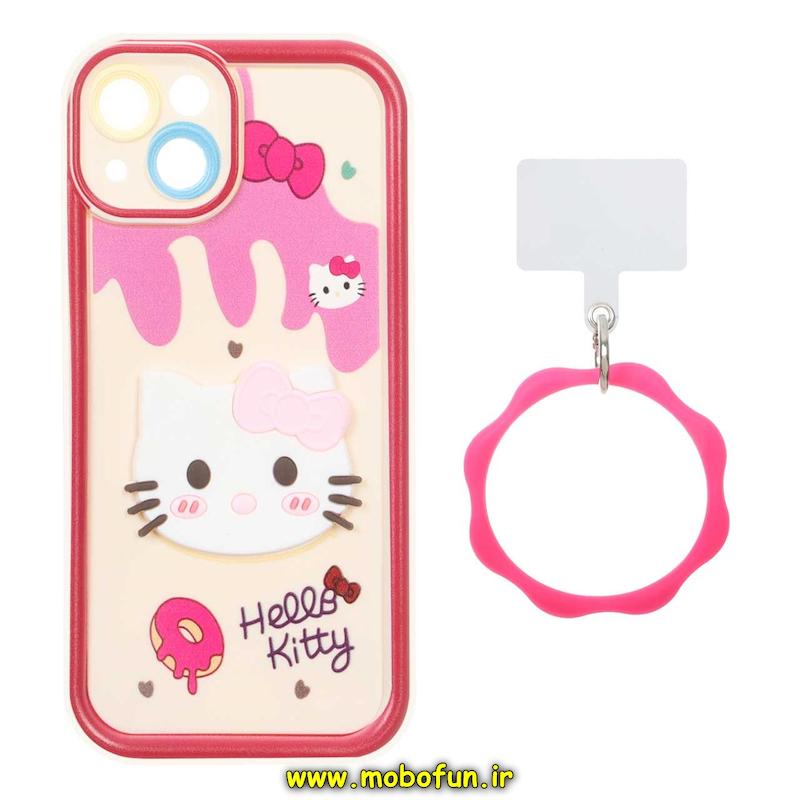 قاب گوشی iPhone 13 آیفون سیلیکونی Solid عروسکی خمیری برجسته آویزدار النگویی محافظ لنزدار طرح کیتی کیوت کد 1-15-102286