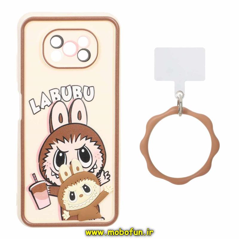 قاب گوشی Poco X3 NFC / Poco X3 Pro شیائومی سیلیکونی Solid عروسکی خمیری برجسته آویزدار النگویی محافظ لنزدار طرح لبوبو کیوت کد 1-15-102290