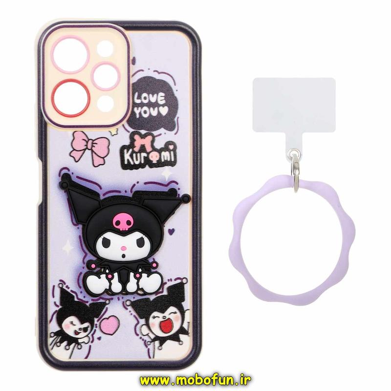 قاب گوشی Redmi 12 / Poco M6 Pro 5G شیائومی سیلیکونی Solid عروسکی خمیری برجسته آویزدار النگویی محافظ لنزدار طرح کرومی کیوت کد 1-15-102312