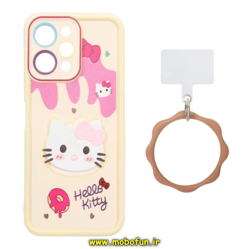 قاب گوشی Redmi 12 / Poco M6 Pro 5G شیائومی سیلیکونی Solid عروسکی خمیری برجسته آویزدار النگویی محافظ لنزدار طرح کیتی کیوت کد 1-15-102314