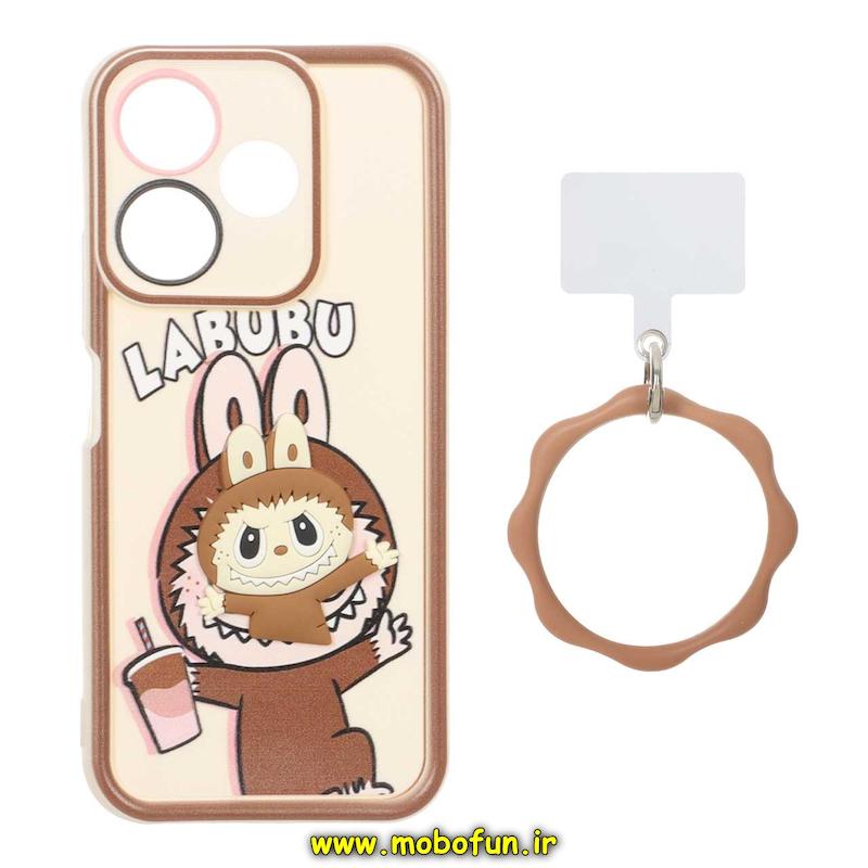 قاب گوشی Redmi 13 4G / Redmi 13 5G / Redmi 13X / Poco M6 4G شیائومی سیلیکونی Solid عروسکی خمیری برجسته آویزدار النگویی محافظ لنزدار طرح لبوبو کیوت کد 1-15-102323