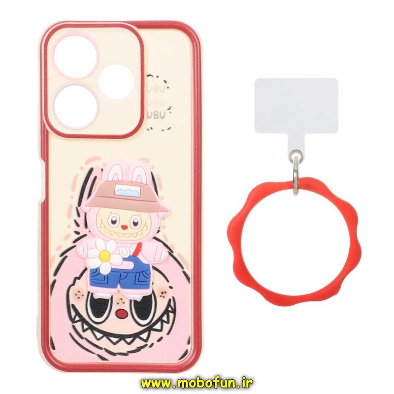 قاب گوشی Redmi 13 4G / Redmi 13 5G / Redmi 13X / Poco M6 4G شیائومی سیلیکونی Solid عروسکی خمیری برجسته آویزدار النگویی محافظ لنزدار طرح لبوبو کیوت کد 1-15-102325