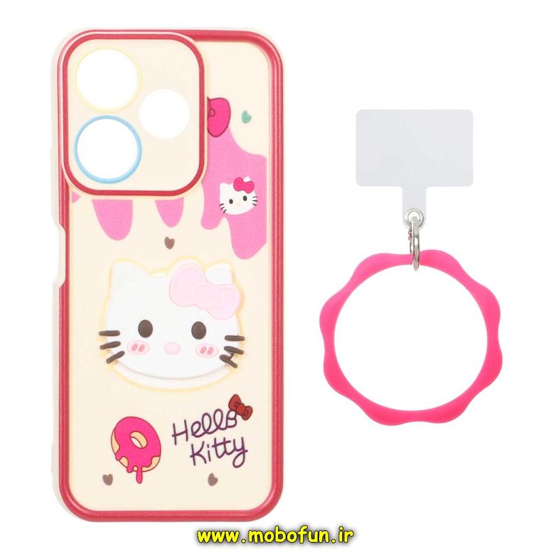 قاب گوشی Redmi 13 4G / Redmi 13 5G / Redmi 13X / Poco M6 4G شیائومی سیلیکونی Solid عروسکی خمیری برجسته آویزدار النگویی محافظ لنزدار طرح کیتی کیوت کد 1-15-102326