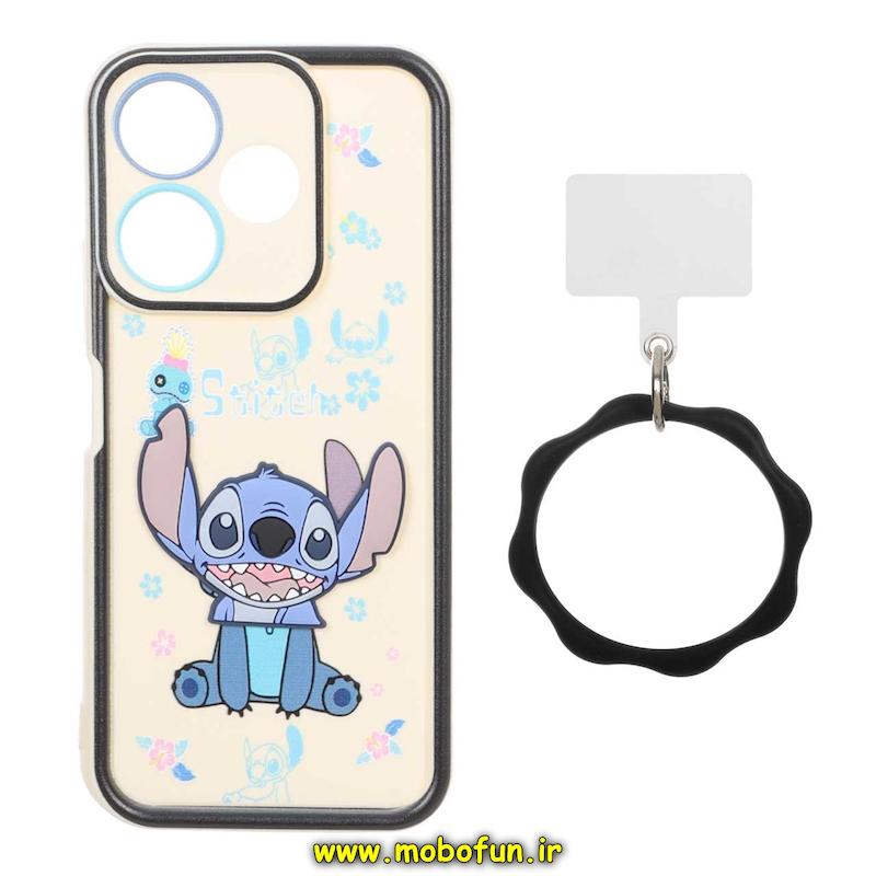 قاب گوشی Redmi 13 4G / Redmi 13 5G / Redmi 13X / Poco M6 4G شیائومی سیلیکونی Solid عروسکی خمیری برجسته آویزدار النگویی محافظ لنزدار طرح استیچ کیوت کد 1-15-102327