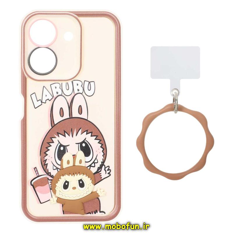 قاب گوشی Redmi 13C / Poco C65 شیائومی سیلیکونی Solid عروسکی خمیری برجسته آویزدار النگویی محافظ لنزدار طرح لبوبو کیوت کد 1-15-102334